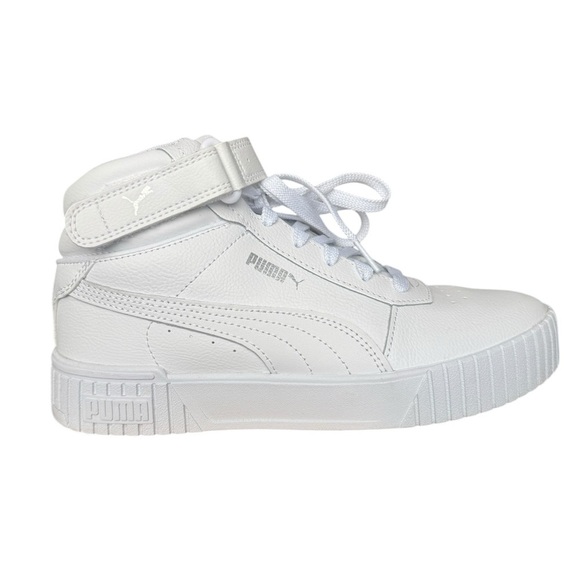 Puma Carina 2.0 Mid Sneakers White Silver Leather US Woman’s Size: 8.5 - Picture 2 of 10